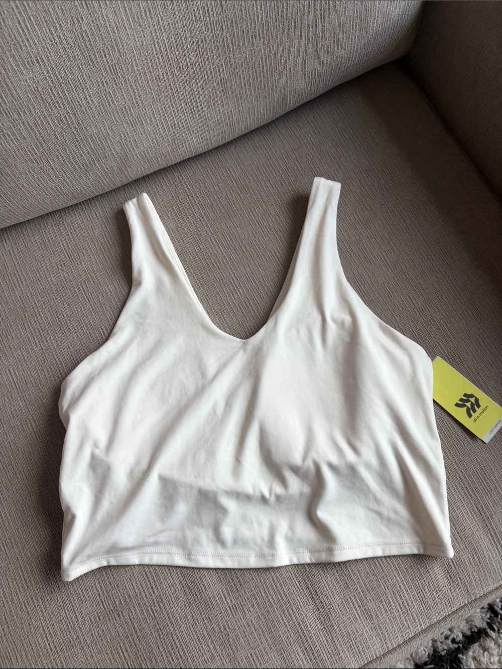 all in motion Cream V-Neck Crop Tank Top